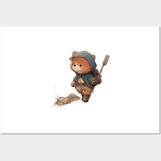 Cute Bear Cartoon Adventurer Adorable Kawaii Animal Posters and Art